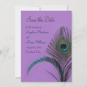 Elegant Peacock Save the Date (paars)