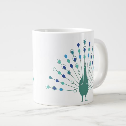 Elegant Peacock Silhouette Grote Koffiekop (Voorkant rechts)