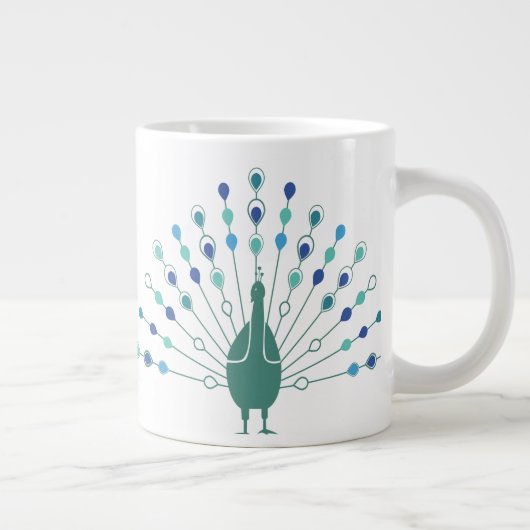 Elegant Peacock Silhouette Grote Koffiekop (Rechts)