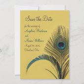 Elegant Peacock sparen de Datum (geel) Save The Date (Voorkant)