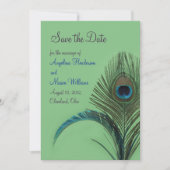 Elegant Peacock sparen de Datum (groen) Save The Date (Voorkant)