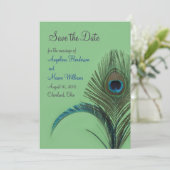 Elegant Peacock sparen de Datum (groen) Save The Date (Staand voorkant)