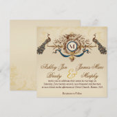 Elegant  Peacock Square Wedding Invitation Kaart (Voorkant / Achterkant)