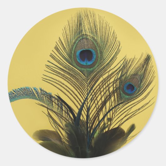 Elegant Peacock Sticker (geel) (Voorkant)