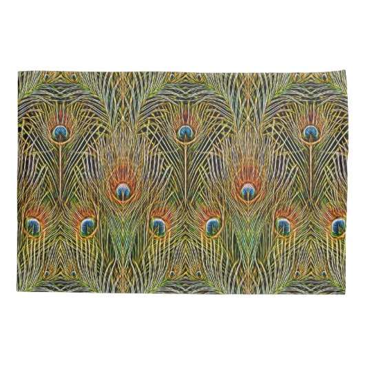 Elegant Peacock Stylish Gold Feathers Pattern Kussensloop (Achterkant)