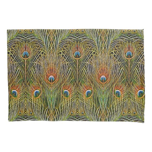 Elegant Peacock Stylish Gold Feathers Pattern Kussensloop (Voorkant)