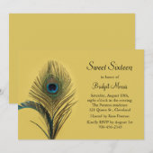 Elegant Peacock Sweet Sixteen Uitnodiging geel (Voorkant / Achterkant)