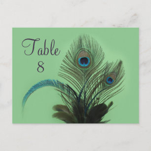 Elegant Peacock Table Number (groen) Briefkaart
