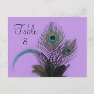 Elegant Peacock Table Number (paars) Briefkaart