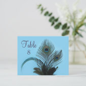 Elegant Peacock Table Number (turquoise) Briefkaart (Staand voorkant)