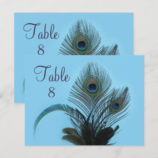 Elegant Peacock Table Number (turquoise) Briefkaart (Voorkant / Achterkant)