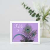Elegant Peacock Table Number - witte grens Briefkaart (Staand voorkant)