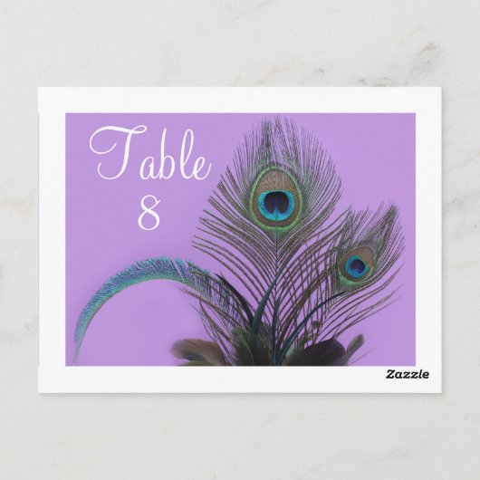 Elegant Peacock Table Number - witte grens Briefkaart (Achterkant)