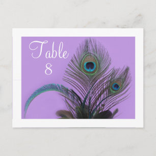 Elegant Peacock Table Number - witte grens Briefkaart
