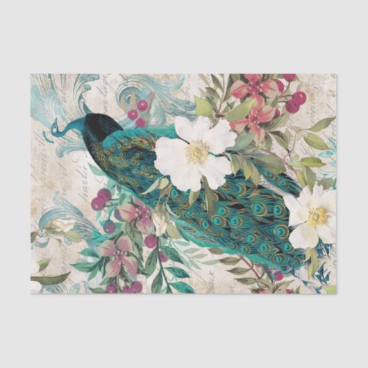 Elegant Peacock Tissue Paper Tissuepapier (Voorkant)