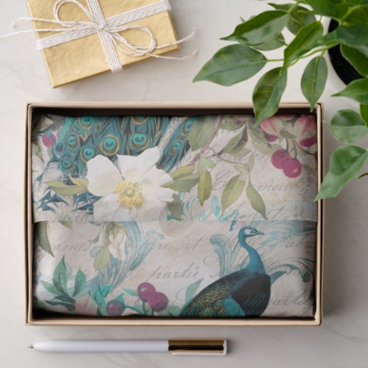 Elegant Peacock Tissue Paper Tissuepapier (Geschenk)