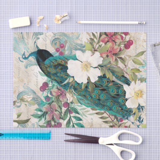 Elegant Peacock Tissue Paper Tissuepapier (Craft)