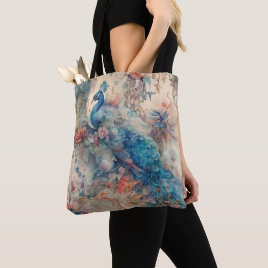 Elegant Peacock Tote Bag (Dichtbij)