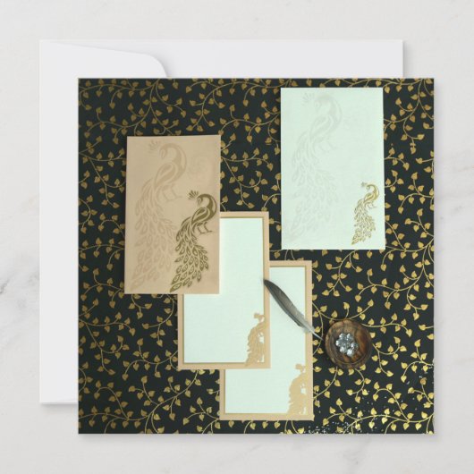 Elegant Peacock-uitnodigingen | IndianWeddingCards Kaart (Voorkant)