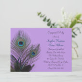 Elegant Peacock Verloving Invitation (paars) Kaart (Staand voorkant)