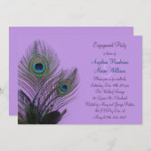 Elegant Peacock Verloving Invitation (paars) Kaart (Voorkant / Achterkant)