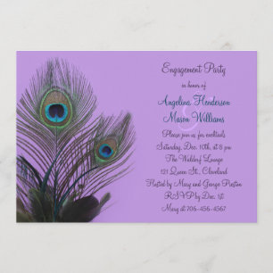 Elegant Peacock Verloving Invitation (paars) Kaart