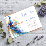 Elegant Peacock Vrijgezellenfeest Kaart<br><div class="desc">Nodig vrienden en familie uit om te vieren met de bruid-to-be met deze prachtige waterverf brudale doucheuitnodiging.</div>