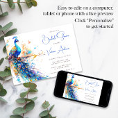 Elegant Peacock Vrijgezellenfeest Kaart