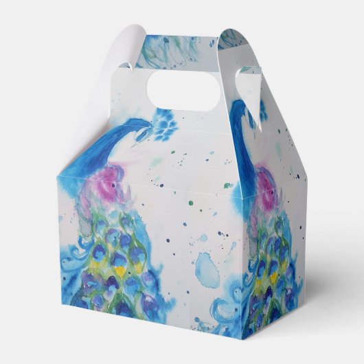 Elegant Peacock Waterverf Vogelvogels Navy Blue Bedankdoosjes (Achterkant)