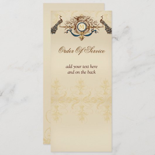 Elegant Peacock Wedding Ceremony Programma's (Voorkant / Achterkant)