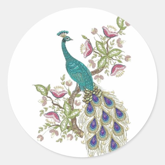Elegant Peacock WEDDING ENVELOPE STICKERS (Voorkant)