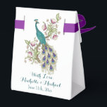 Elegant Peacock WEDDING FAVOR BOXS Bedankdoosjes<br><div class="desc">WEDDING FAVOR BOXES Elegant Peacock Blauwgroen/Lavender Color Theme  Font: voor/achter</div>