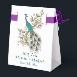 Elegant Peacock WEDDING FAVOR BOXS Bedankdoosjes<br><div class="desc">WEDDING FAVOR BOXES Elegant Peacock Blauwgroen/Lavender Color Theme  Font: voor/achter</div>
