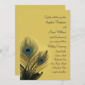 Elegant Peacock Wedding Invitation (geel) Kaart (Voorkant / Achterkant)