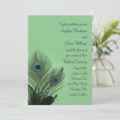 Elegant Peacock Wedding Invitation (groen) Kaart (Staand voorkant)