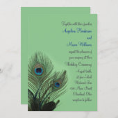 Elegant Peacock Wedding Invitation (groen) Kaart (Voorkant / Achterkant)