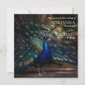 Elegant Peacock Wedding Invitation Kaart (Voorkant)