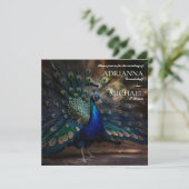 Elegant Peacock Wedding Invitation Kaart (Staand voorkant)