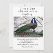 Elegant Peacock Wedding Invitation Kaart (Voorkant)