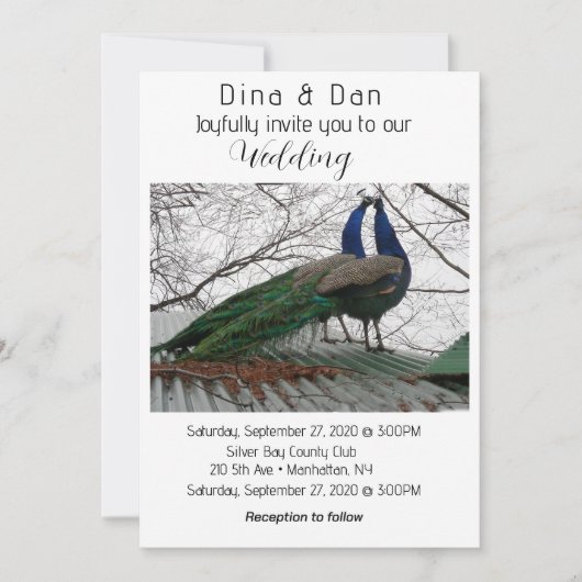 Elegant Peacock Wedding Invitation Kaart (Voorkant)