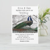 Elegant Peacock Wedding Invitation Kaart (Staand voorkant)