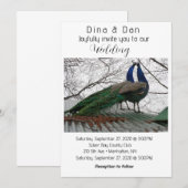 Elegant Peacock Wedding Invitation Kaart (Voorkant / Achterkant)