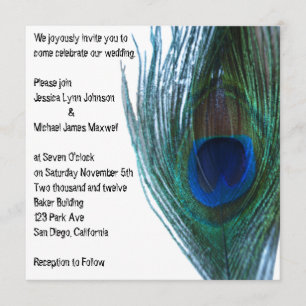 Elegant Peacock Wedding Invitation Kaart