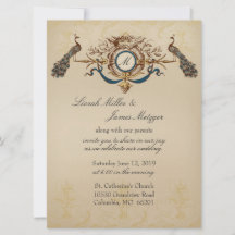 Elegant Peacock Wedding Invitation