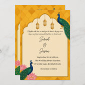 Elegant Peacock Wedding Invitation Kaart (Voorkant / Achterkant)