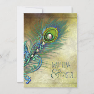 Elegant  Peacock Wedding Kaart