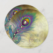 Elegant  Peacock Wedding Kaart (Voorkant / Achterkant)