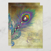 Elegant  Peacock Wedding Kaart (Voorkant / Achterkant)