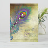 Elegant  Peacock Wedding Kaart (Staand voorkant)