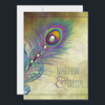 Elegant  Peacock Wedding Kaart<br><div class="desc">Mooie lavendel paarse en blauwgroen blauw  pauw bruiloft uitnodigingen. Deze elegante paarse  pauw huwelijksuitnodiging is gemakkelijk aan te passen voor uw evenement met uw keuze van lettertype stijl,  kleur en formulering op de voor- en achterkant. Dit is een afgedrukt grafisch ontwerp zonder echte edelstenen,  juwelen,  enz.</div>